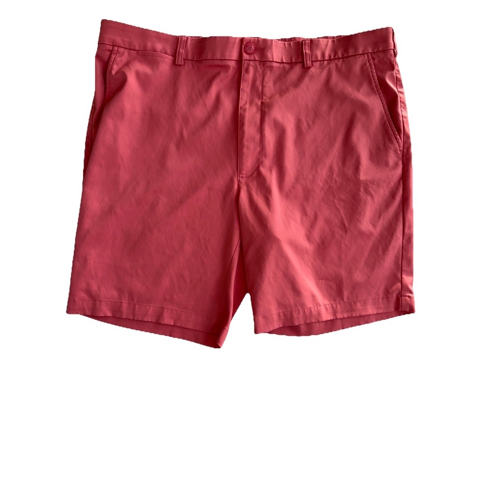 ROUNDTREE & YORKE Peach Straight Fit Flat Front Chino Shorts 42